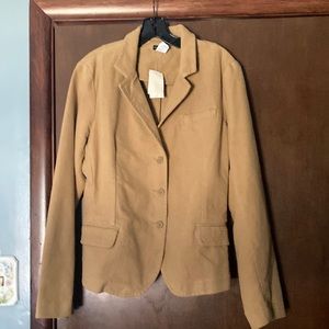 J‎ Crew Women’s Felted Long Sleeve Blazer Camel XL 3 Button Convertible.